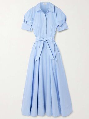 SIMKHAI NWOT Truman belted striped cotton midi shirt dress